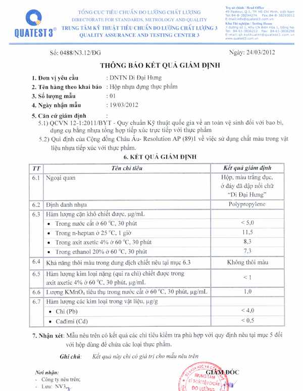 Thông báo kết quả giám định