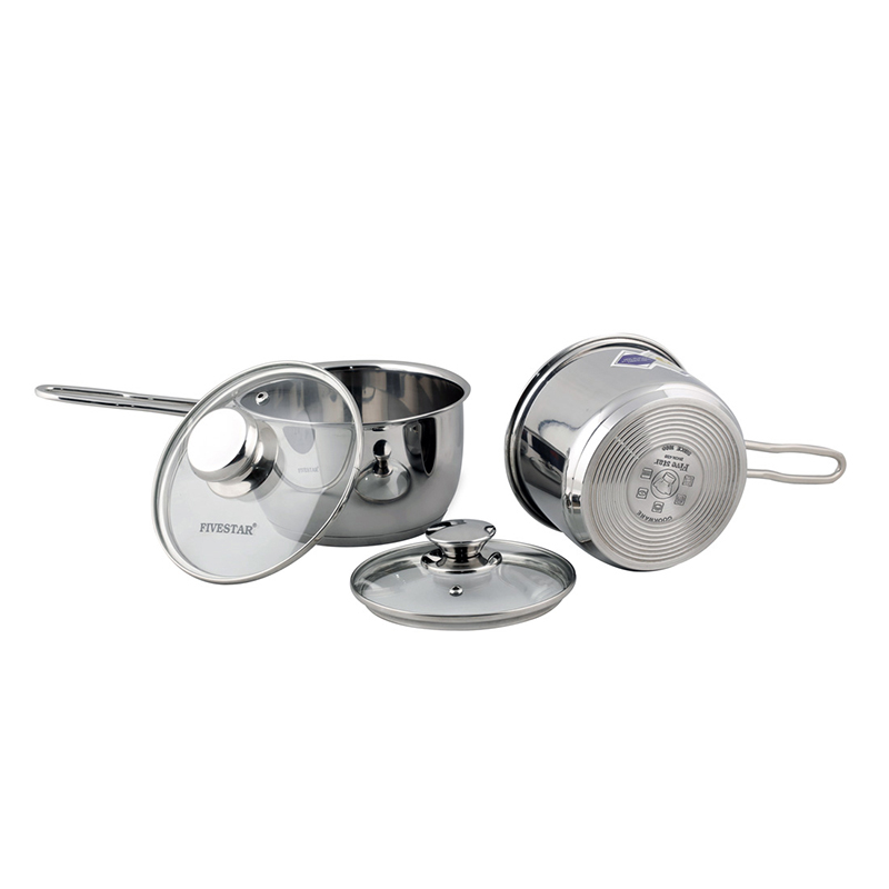 Quánh Inox FiveStar 3 Đáy Nắp Kính 14cm
