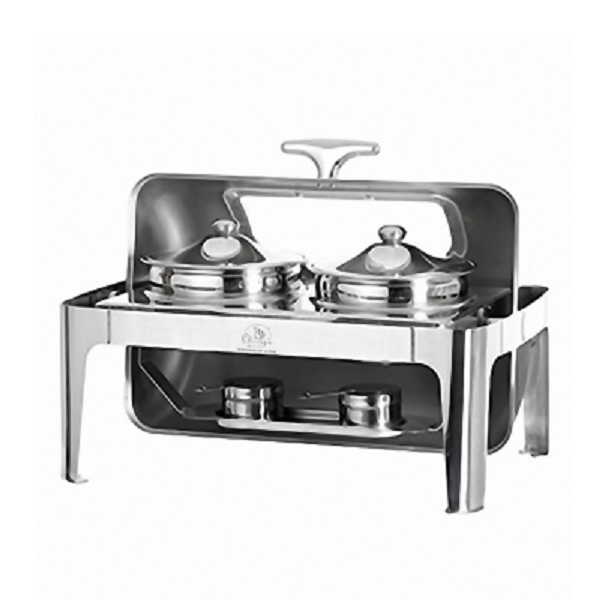 BUFFET 2 NỒI HÂM SOUP CHỮ NHẬT CHÂN INOX ( NẮP PC)